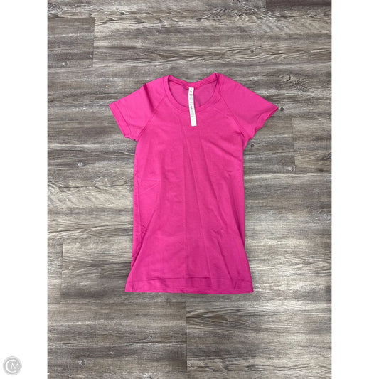 Athletic Top Short Sleeve By Lululemon In Pink, Size: 4