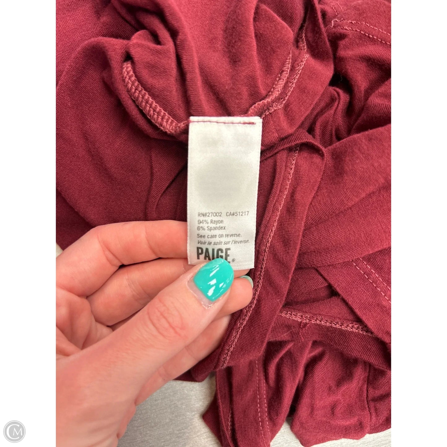 Top Short Sleeve Designer By Paige In Maroon, Size: S