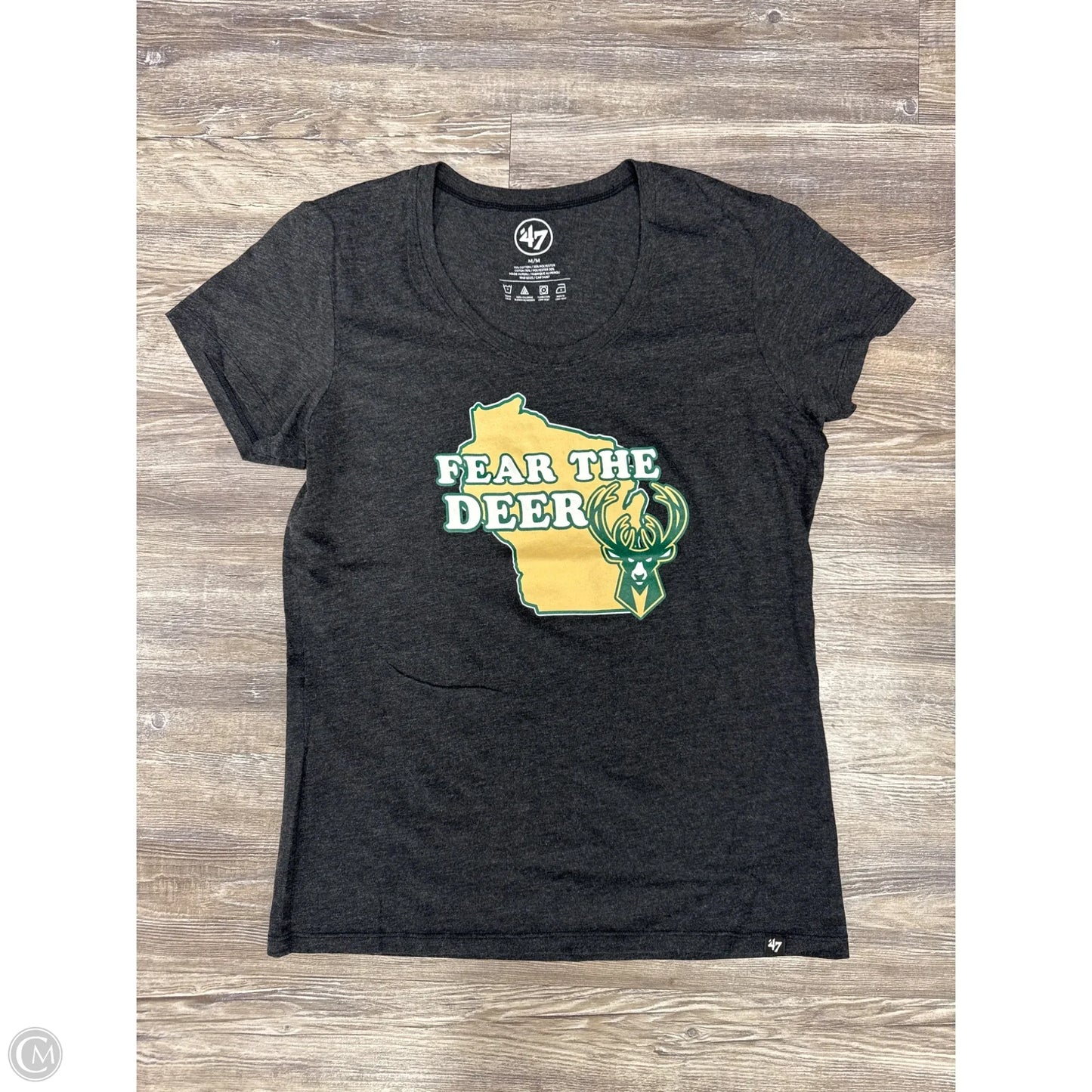 Athletic Top Short Sleeve By ‘47 In Grey & White, Size: M