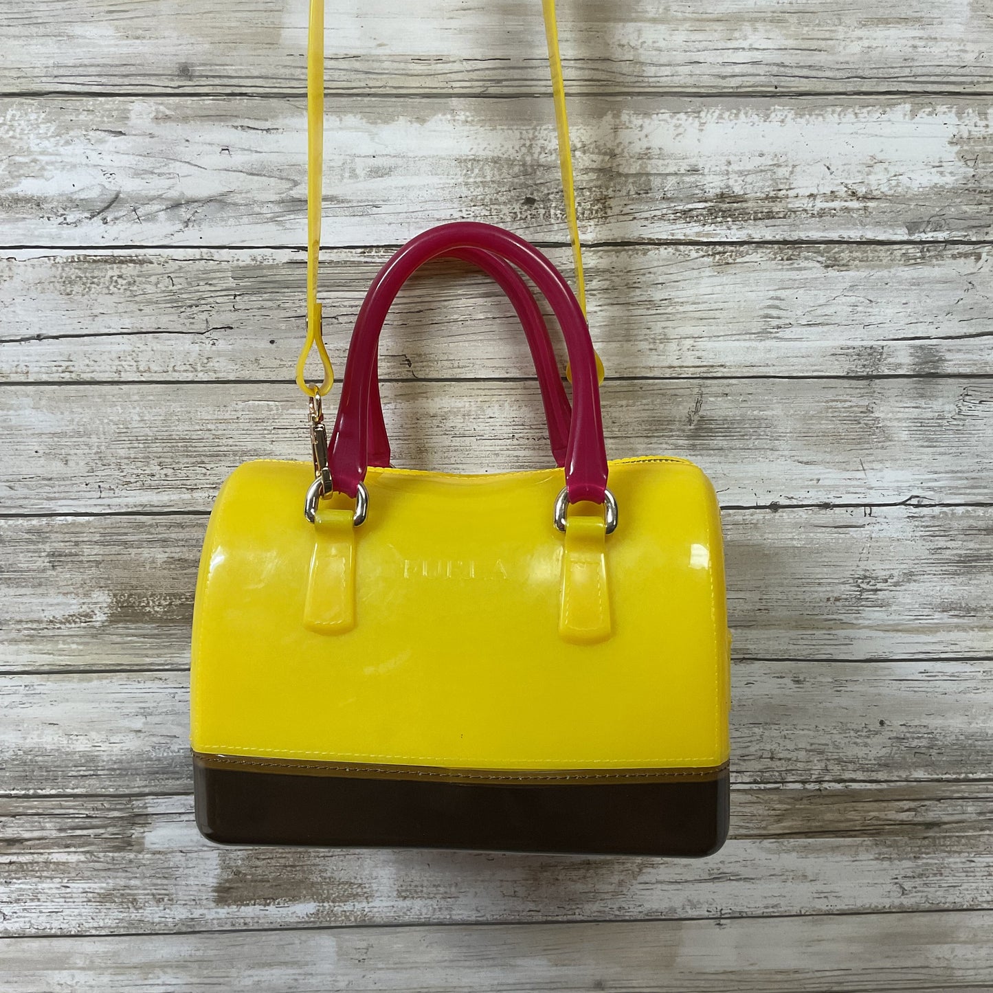 Handbag Luxury Designer By Furla In Yellow, Size:Medium