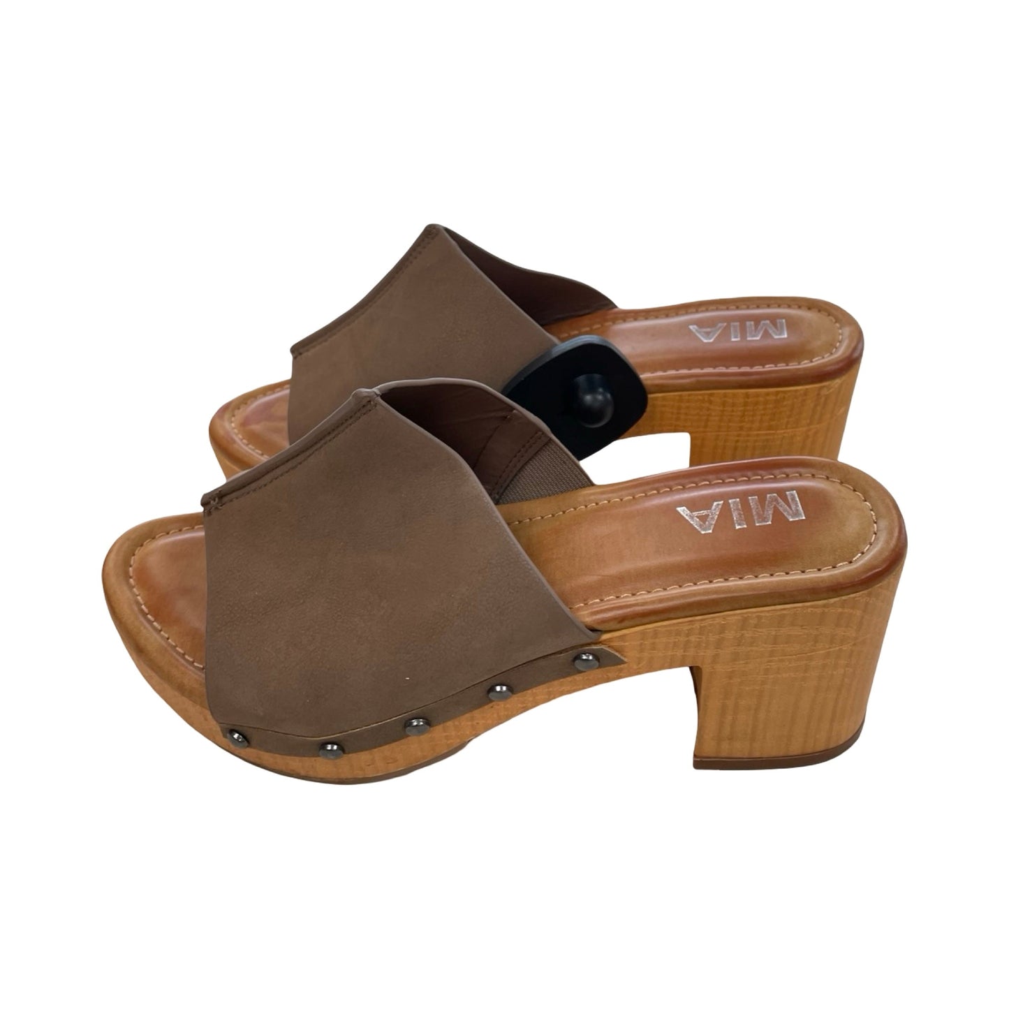 Sandals Heels Block By Mia In Brown & Tan, Size:6.5