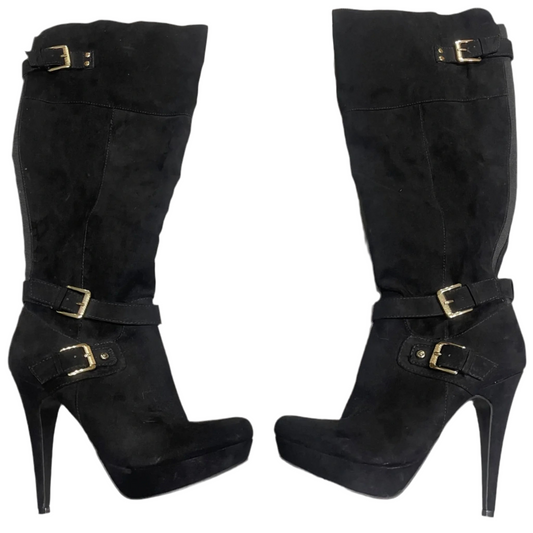 Boots Knee Heels By Guess In Black, Size: 8