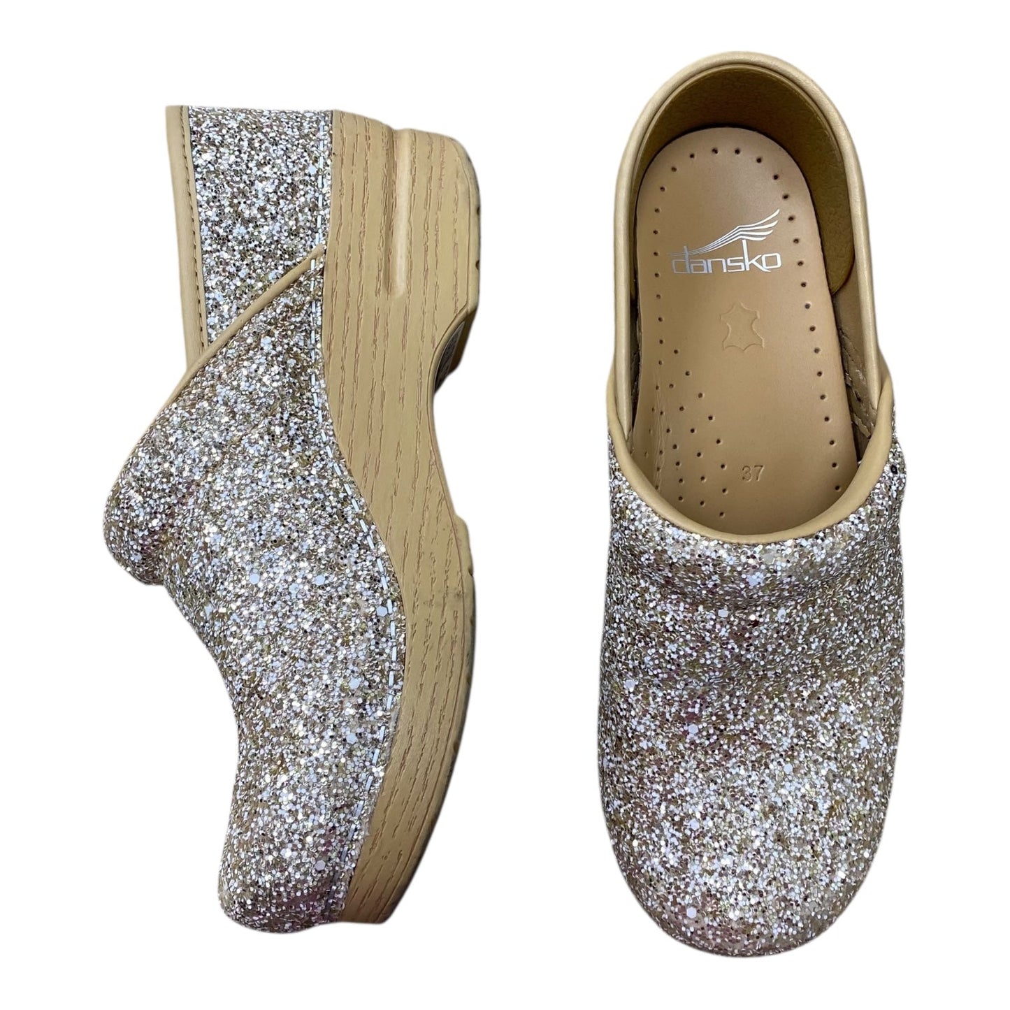 Shoes Heels Block By Dansko In Gold & Tan, Size:6.5