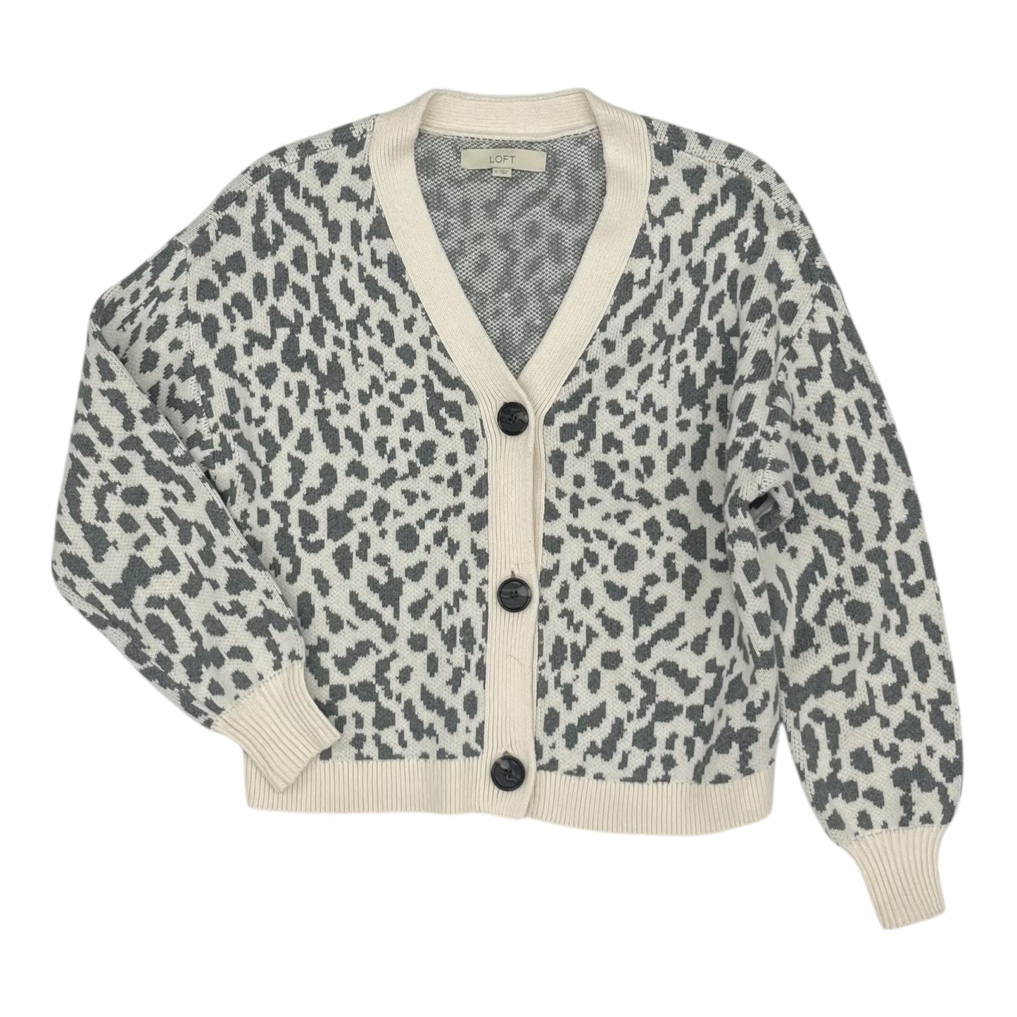 Sweater Cardigan By Loft In Grey, Size:S