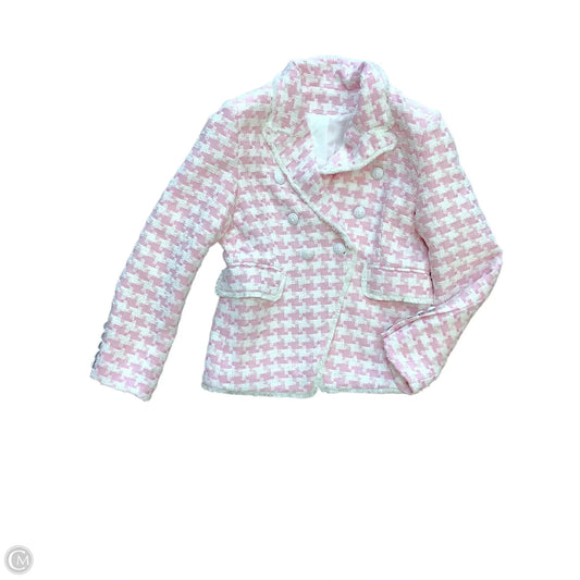 Blazer By Clothes Mentor In Pink & White, Size: M