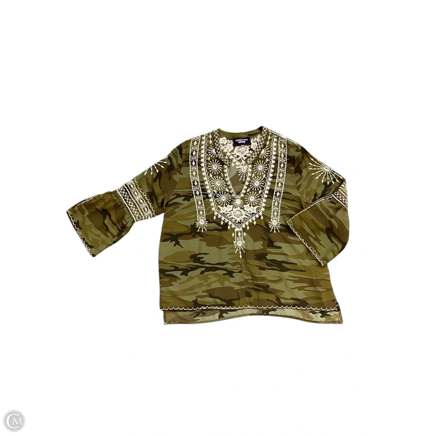 Blouse Long Sleeve By Johnny Was In Camouflage Print, Size: L