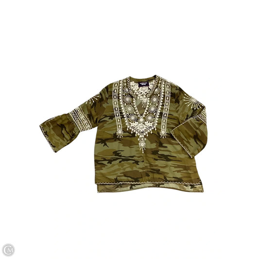 Blouse Long Sleeve By Johnny Was In Camouflage Print, Size: L