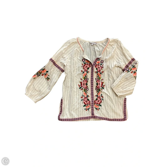 Top 3/4 Sleeve By Johnny Was In Tan, Size: S