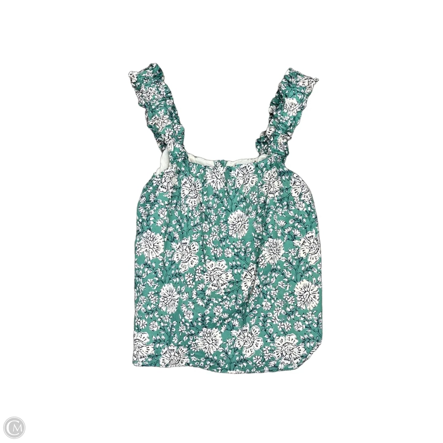 Top Sleeveless By Evereve In Green & White, Size: M