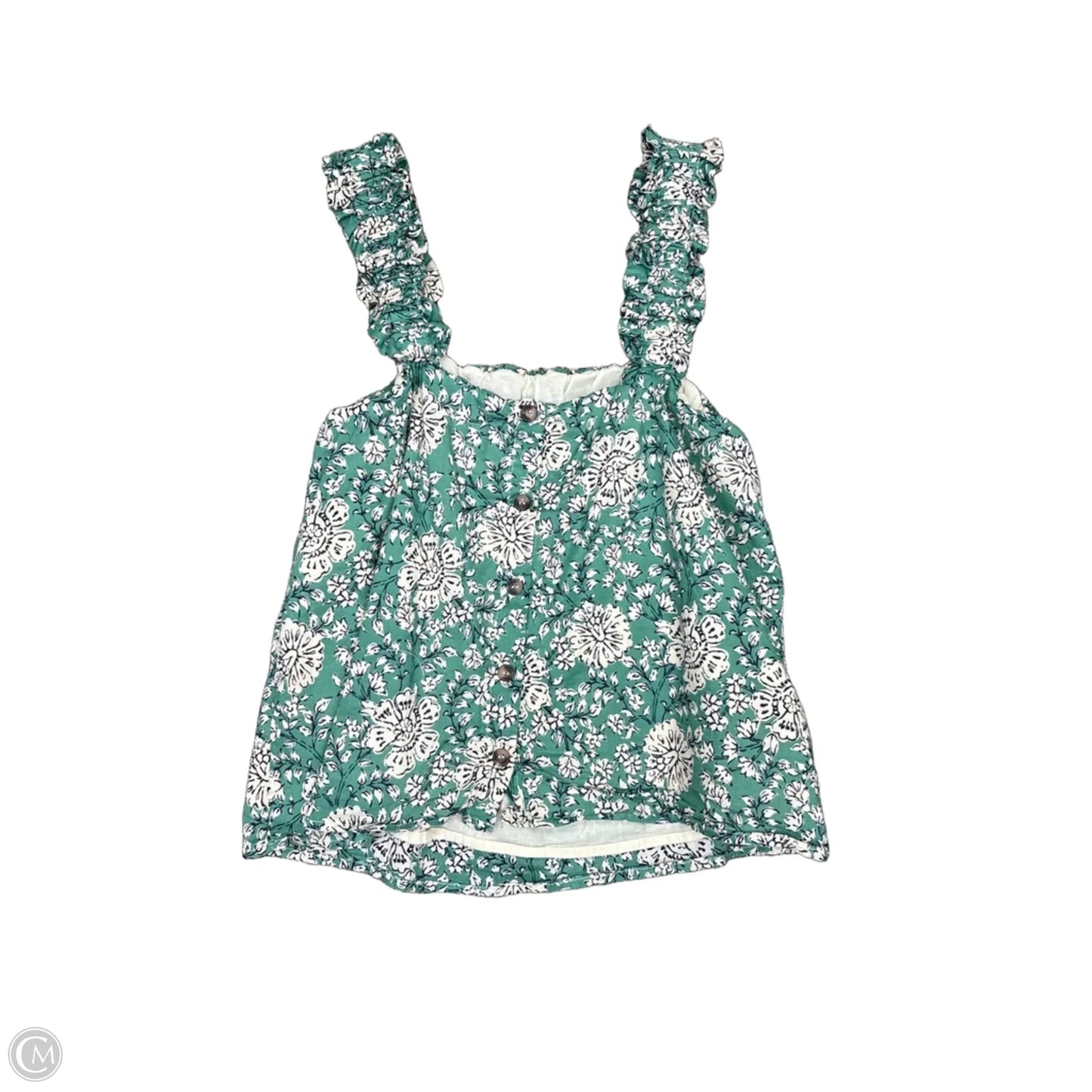 Top Sleeveless By Evereve In Green & White, Size: M