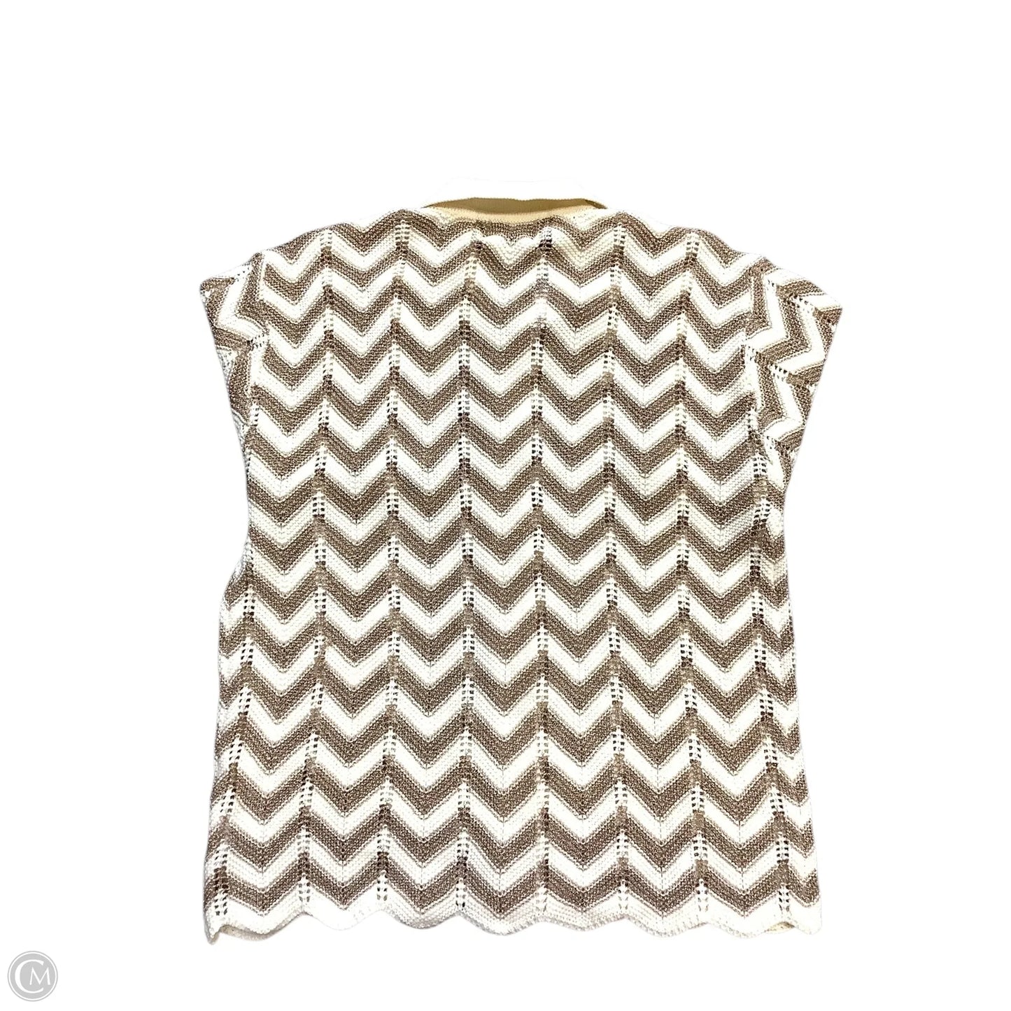 Sweater Short Sleeve By Cmb In Gold & Tan, Size: Xs