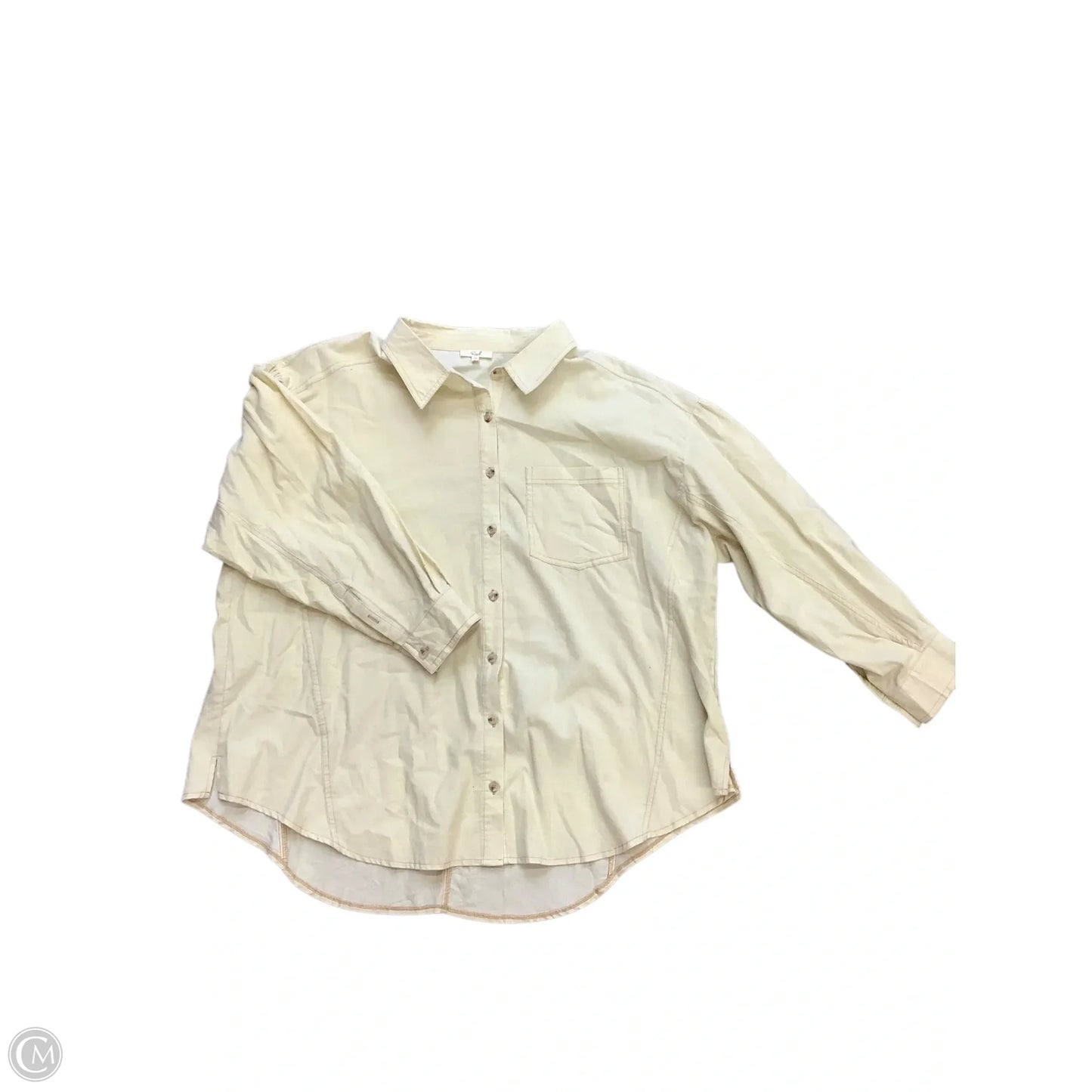 Top Long Sleeve Basic By Easel In Cream, Size: 1x