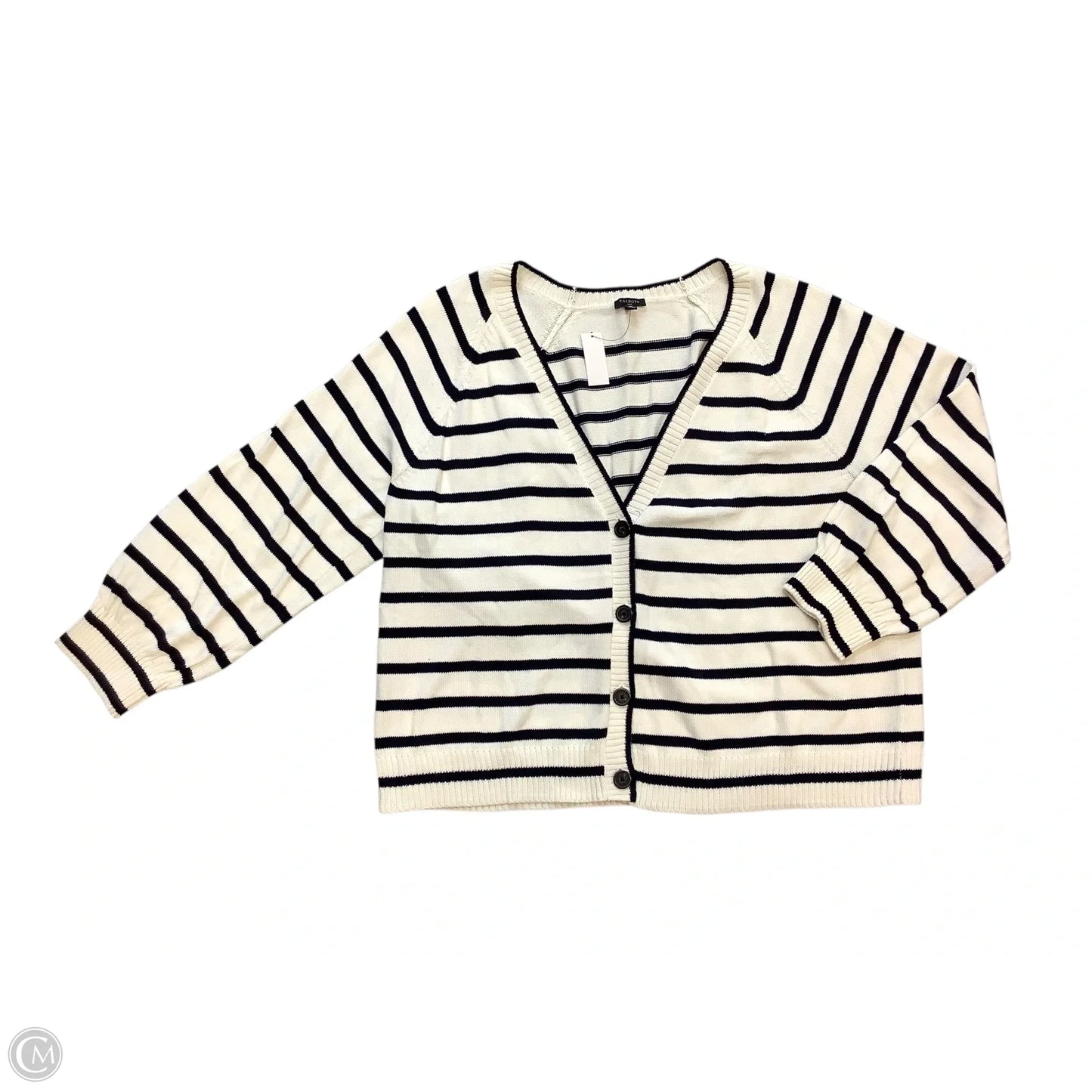 Sweater Cardigan By Talbots In Striped Pattern, Size: 3x
