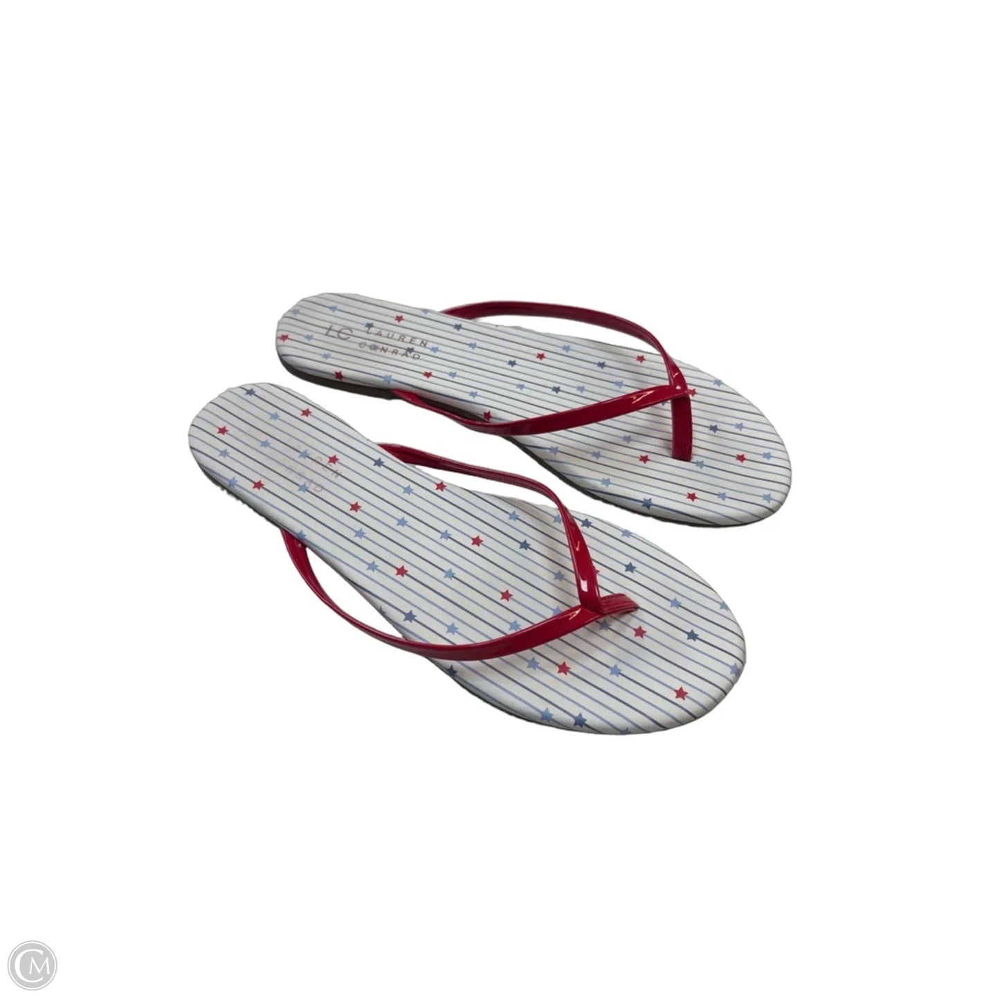 Sandals Flip Flops By Lc Lauren Conrad In Red & White, Size: 8
