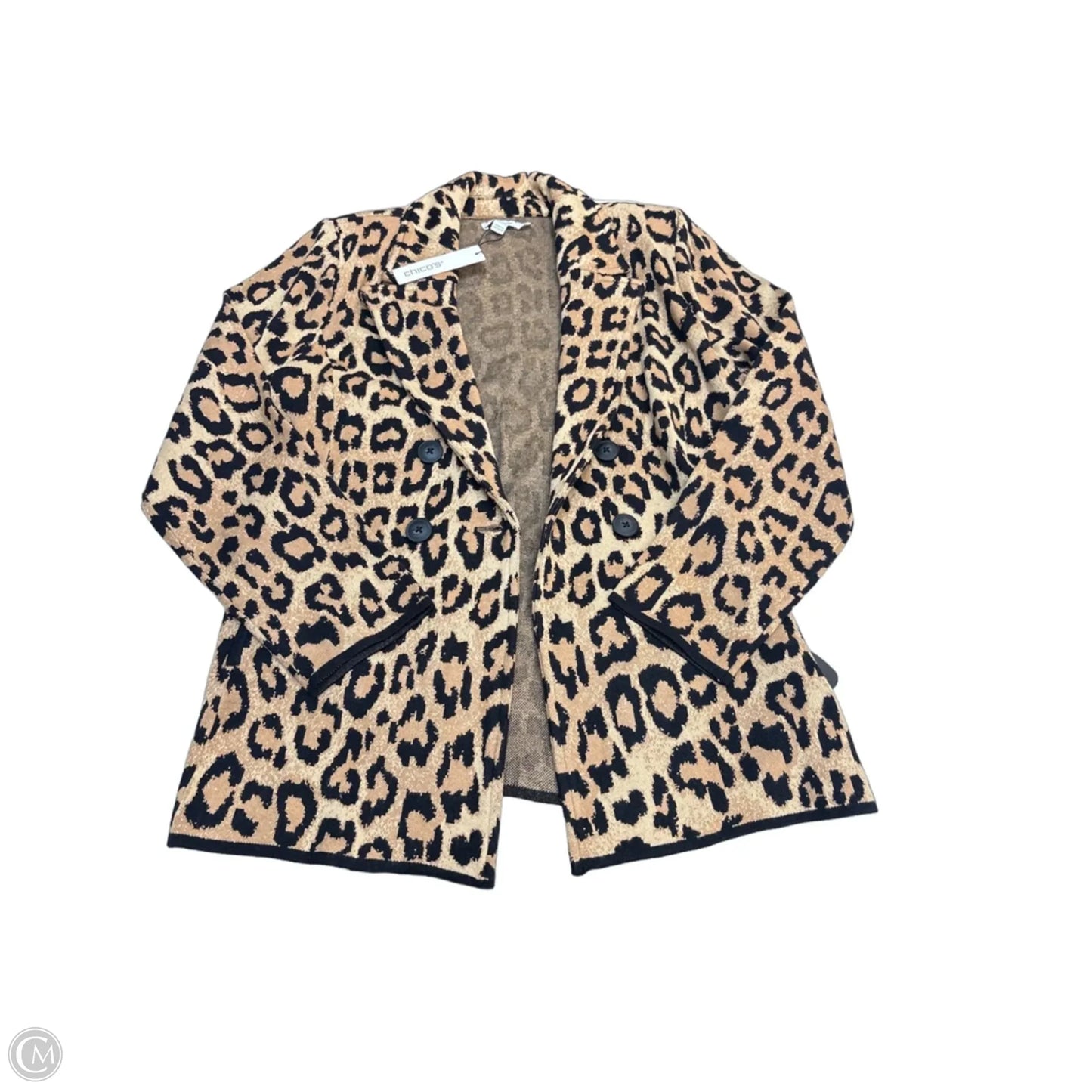 Sweater Cardigan By Chicos In Animal Print, Size: L