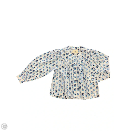 Blouse Long Sleeve By Printfresh In Blue & White, Size: S