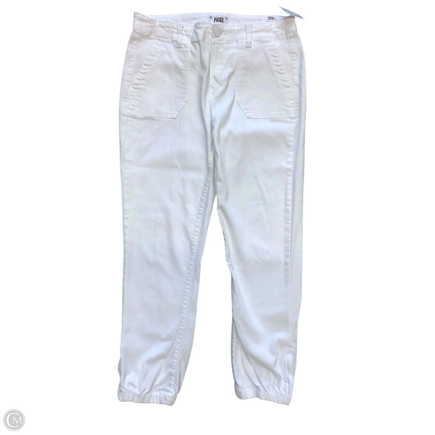 Jeans Cropped By Paige In White Denim, Size: 8