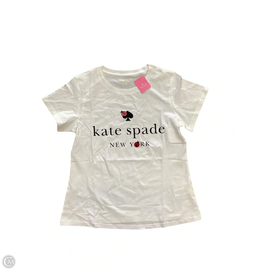Top Short Sleeve Designer By Kate Spade In White, Size: M