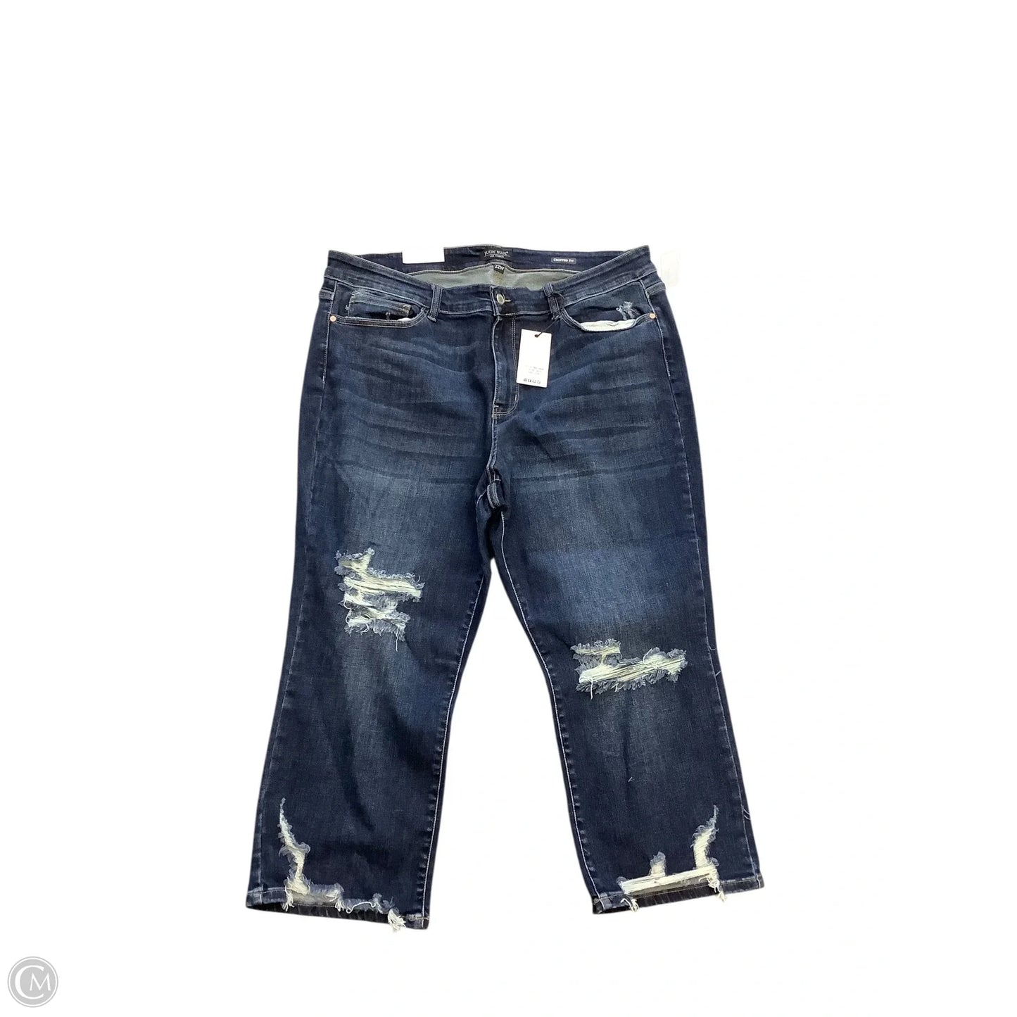 Jeans Cropped By Judy Blue In Blue Denim, Size: 22