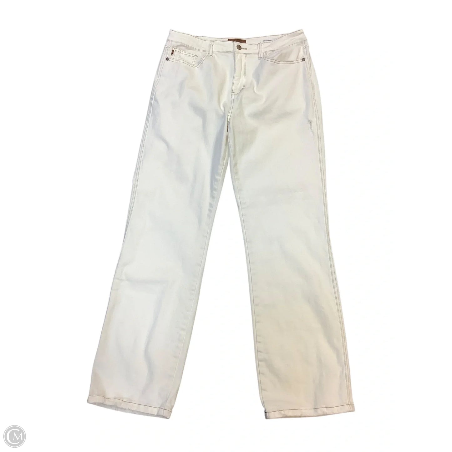 Jeans Straight By Judy Blue In White Denim, Size: 14