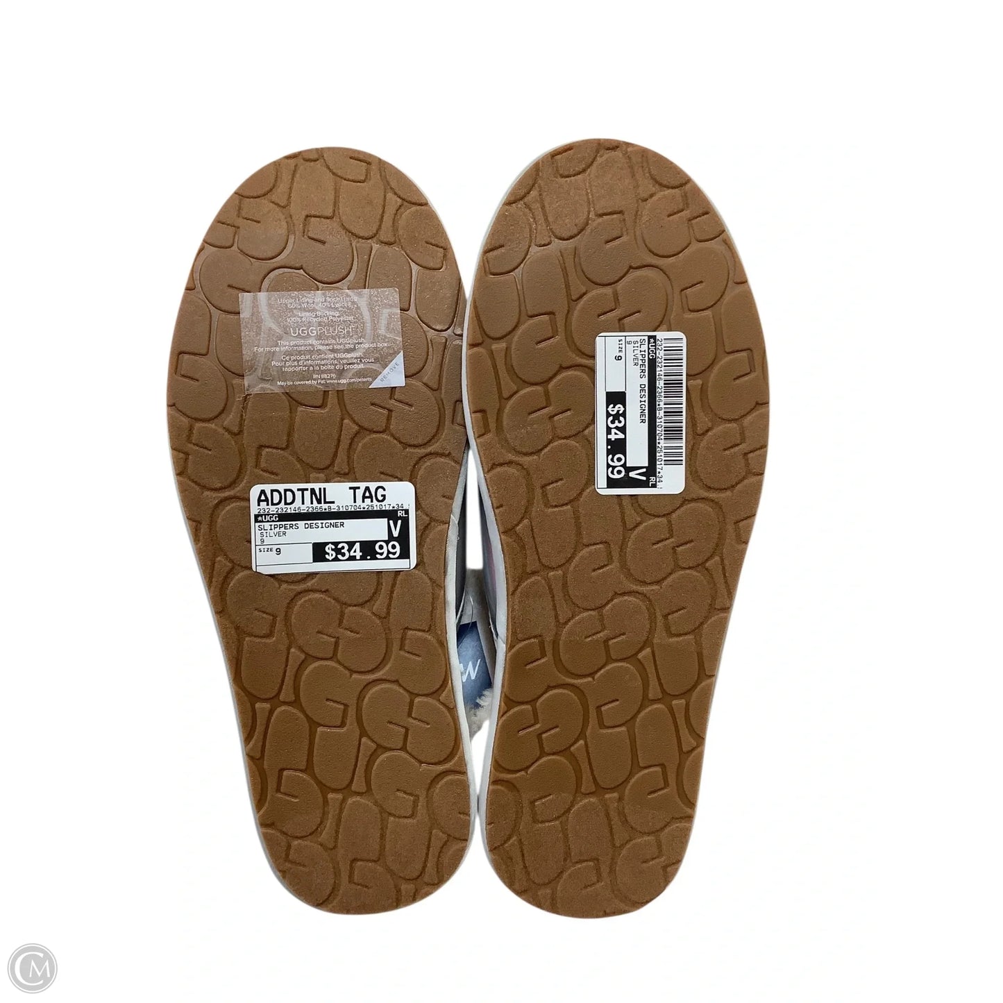 Slippers Designer By Ugg In Silver, Size: 9