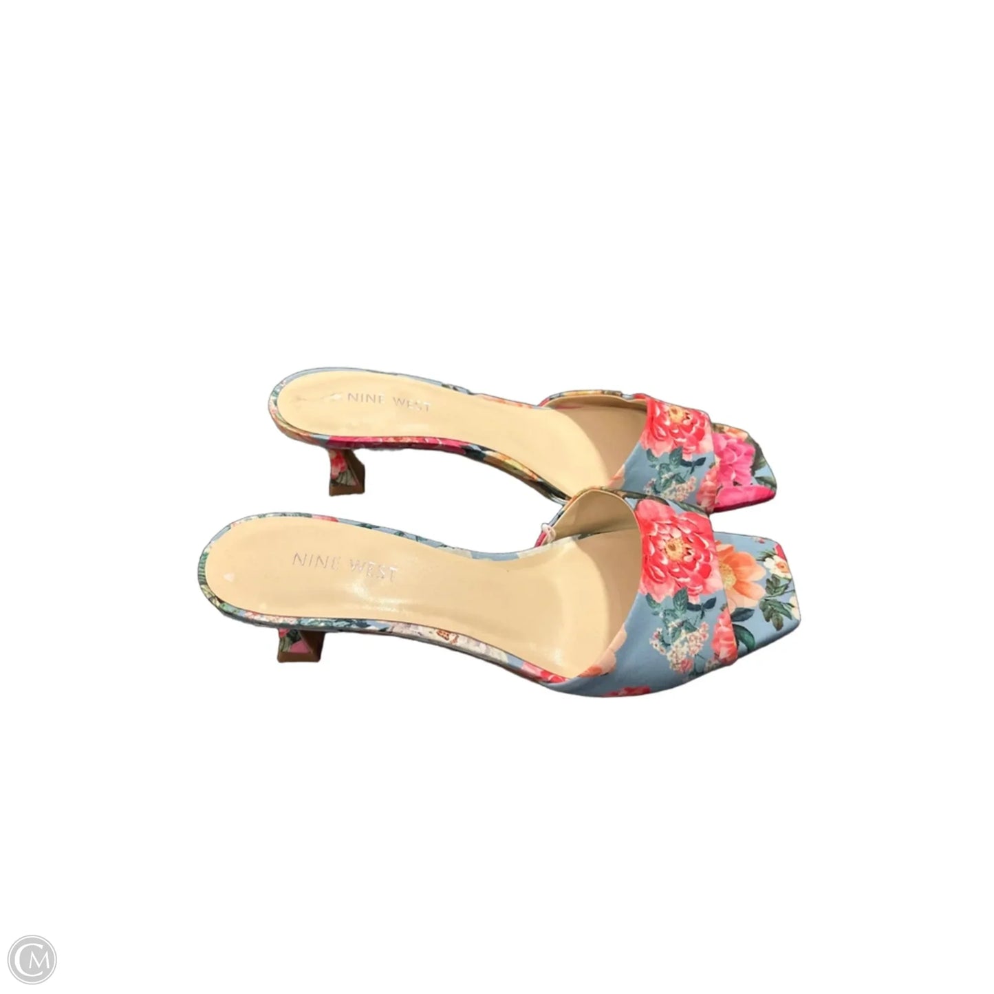 Sandals Heels Kitten By Nine West In Floral Print, Size: 9.5