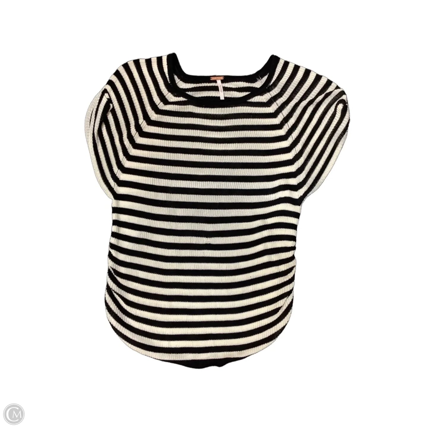 Top Short Sleeve By Free People In Black & White, Size: M
