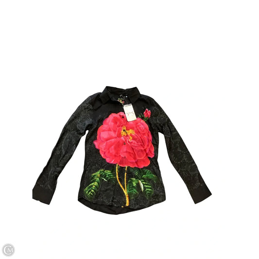 Top Long Sleeve By Desigual In Black & Pink, Size: M