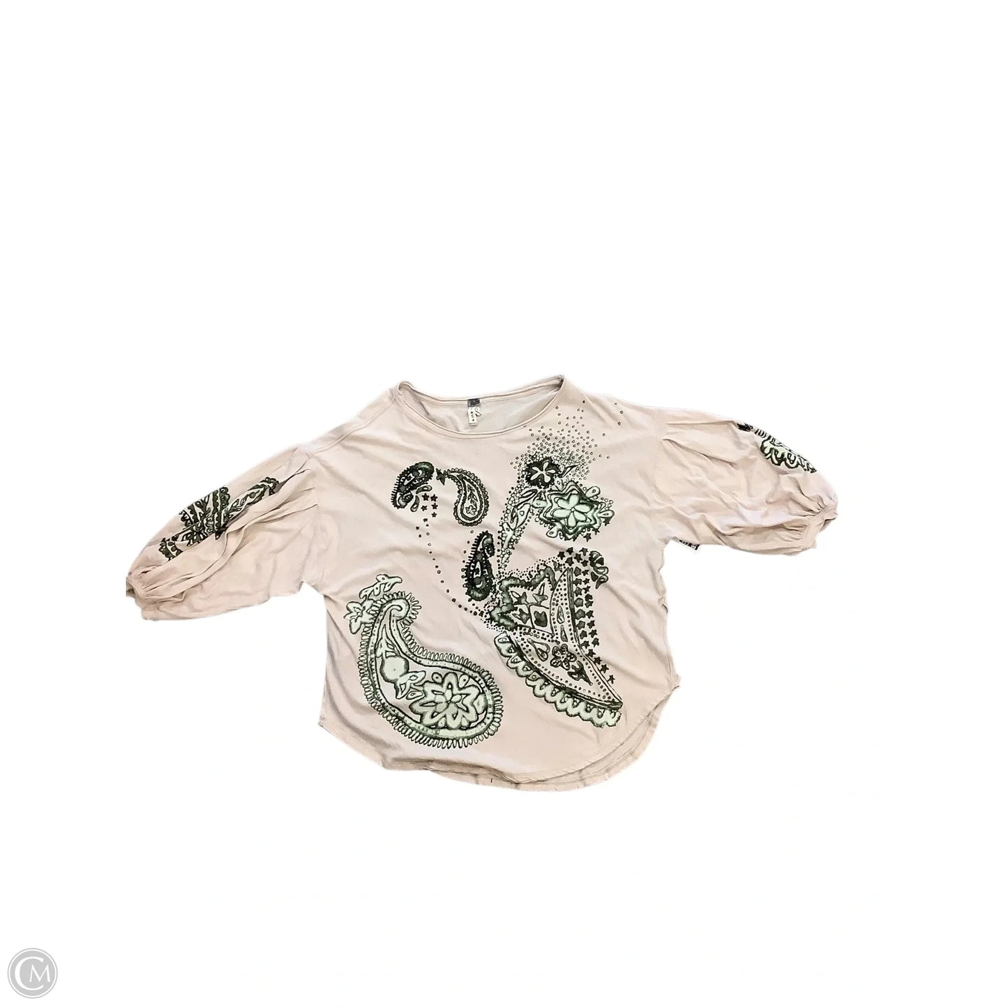 Top Long Sleeve By We The Free In Cream & Green, Size: S