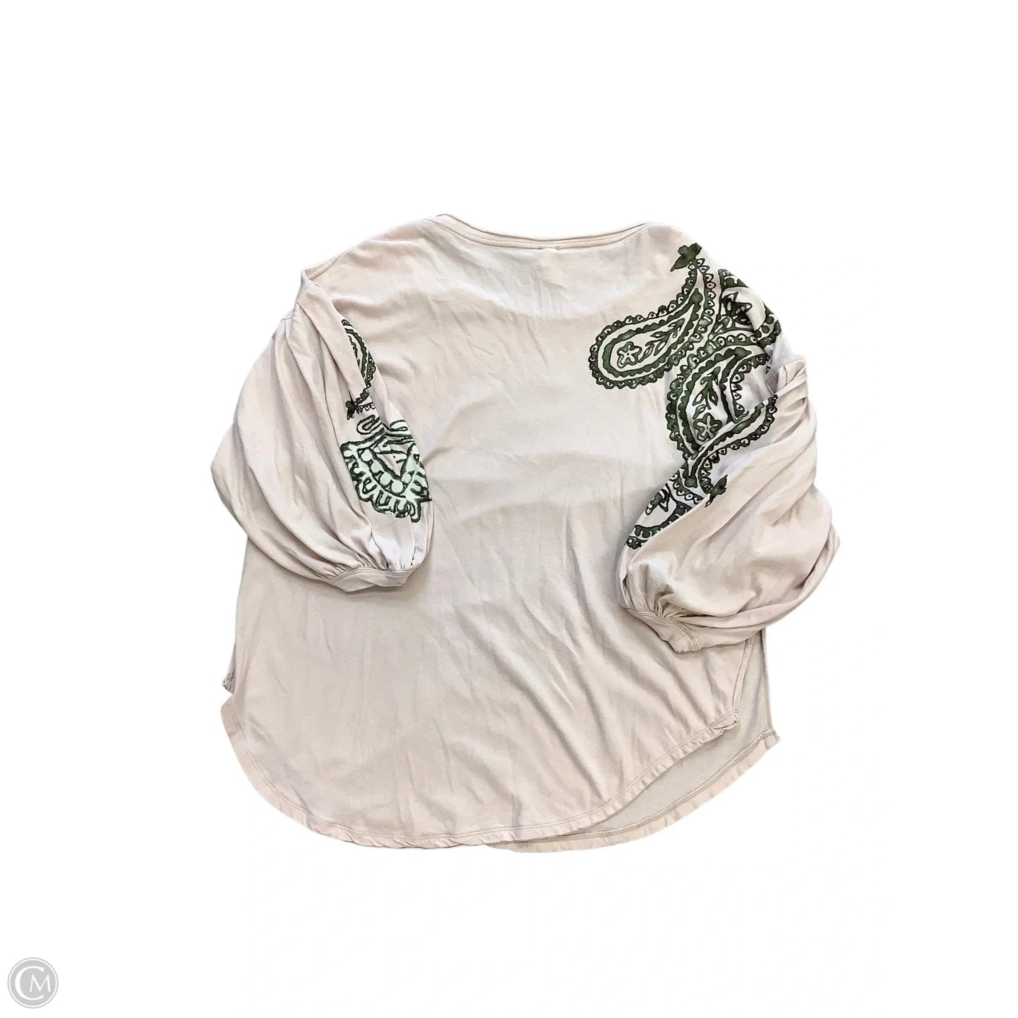 Top Long Sleeve By We The Free In Cream & Green, Size: S