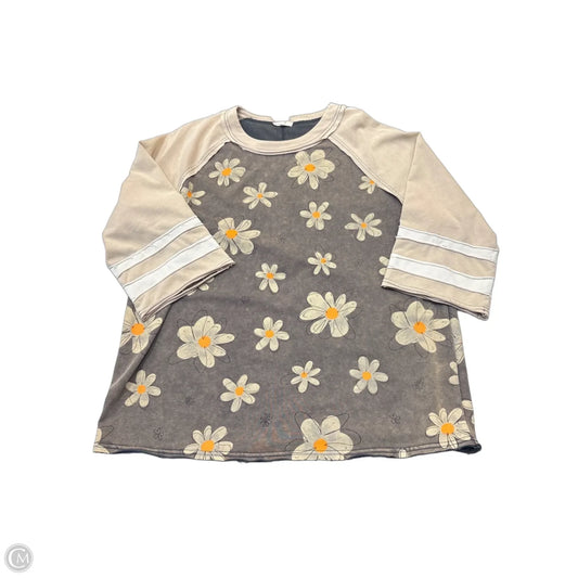Top Long Sleeve By Easel In Brown & Cream, Size: M