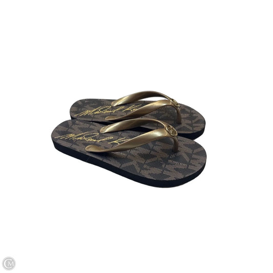Sandals Designer By Michael Kors In Brown & Gold, Size: 6
