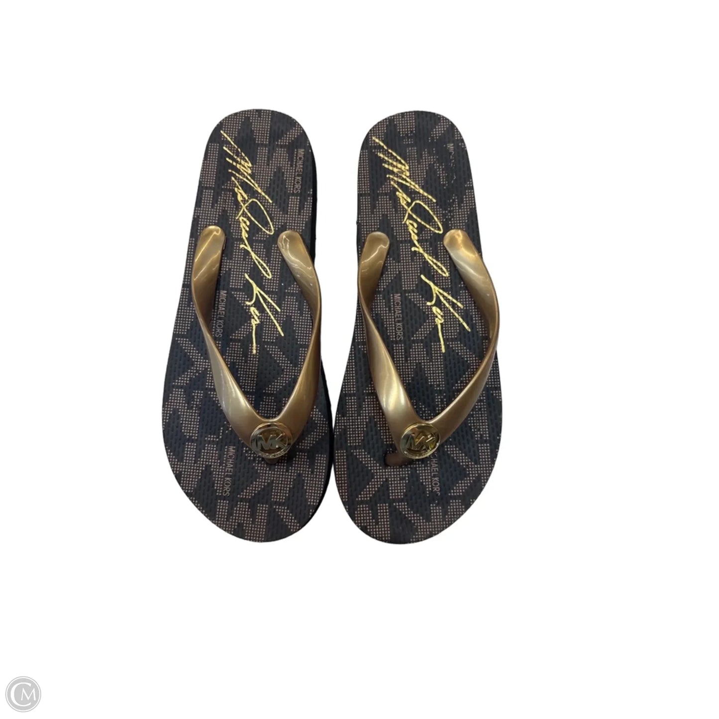 Sandals Designer By Michael Kors In Brown & Gold, Size: 6