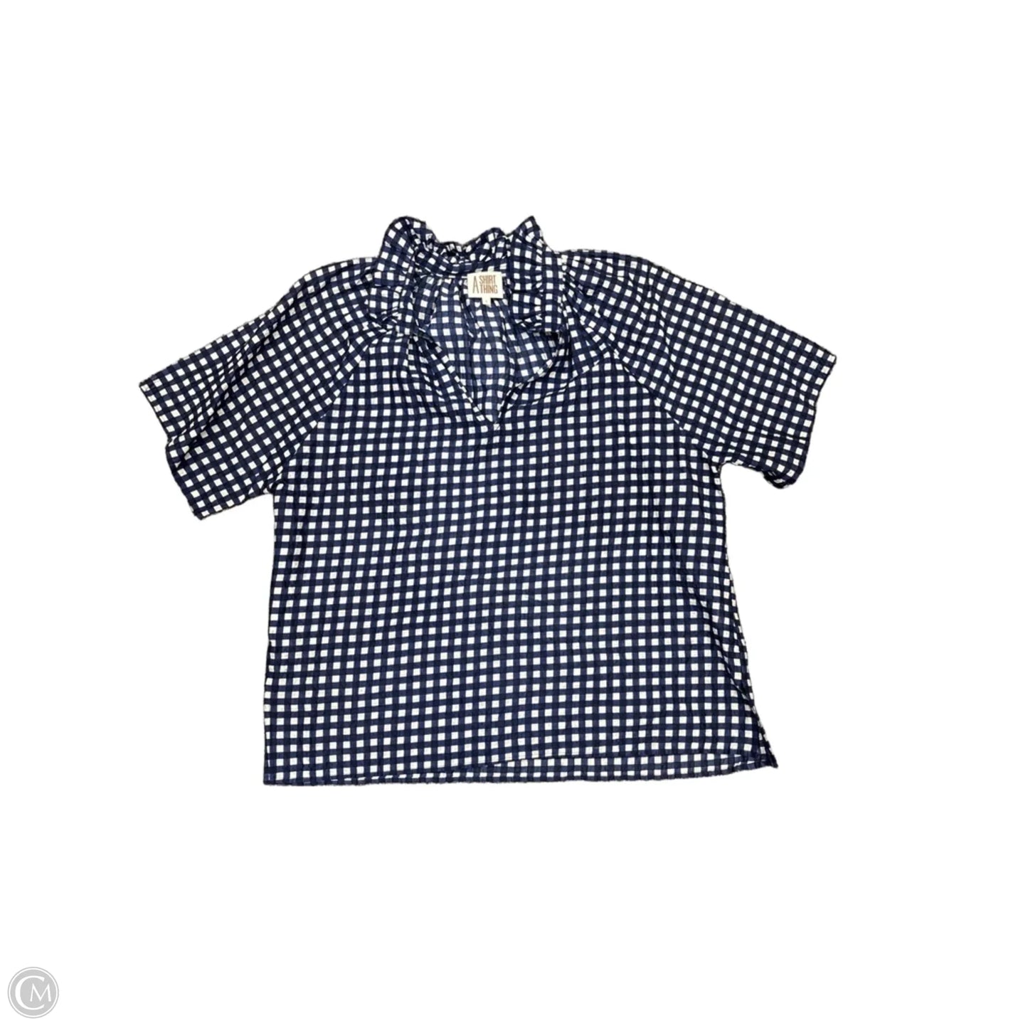 Top 3/4 Sleeve By Clothes Mentor In Blue & White, Size: L