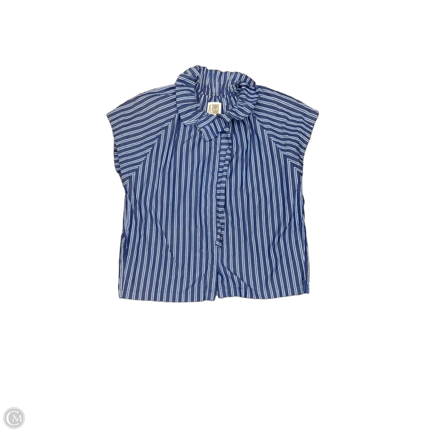Top 3/4 Sleeve By Clothes Mentor In Blue & White, Size: L