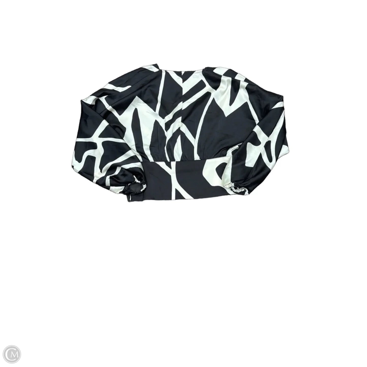 Blouse Long Sleeve By Banana Republic In Black & Cream, Size: S