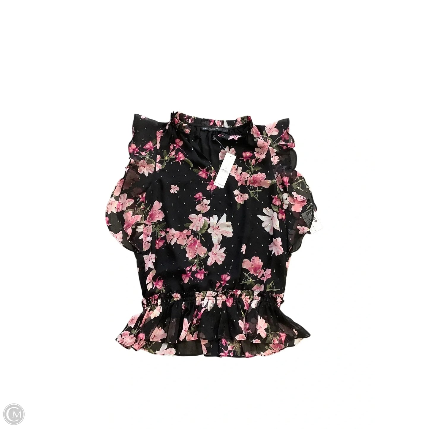 Blouse Short Sleeve By White House Black Market In Black, Size: Xs
