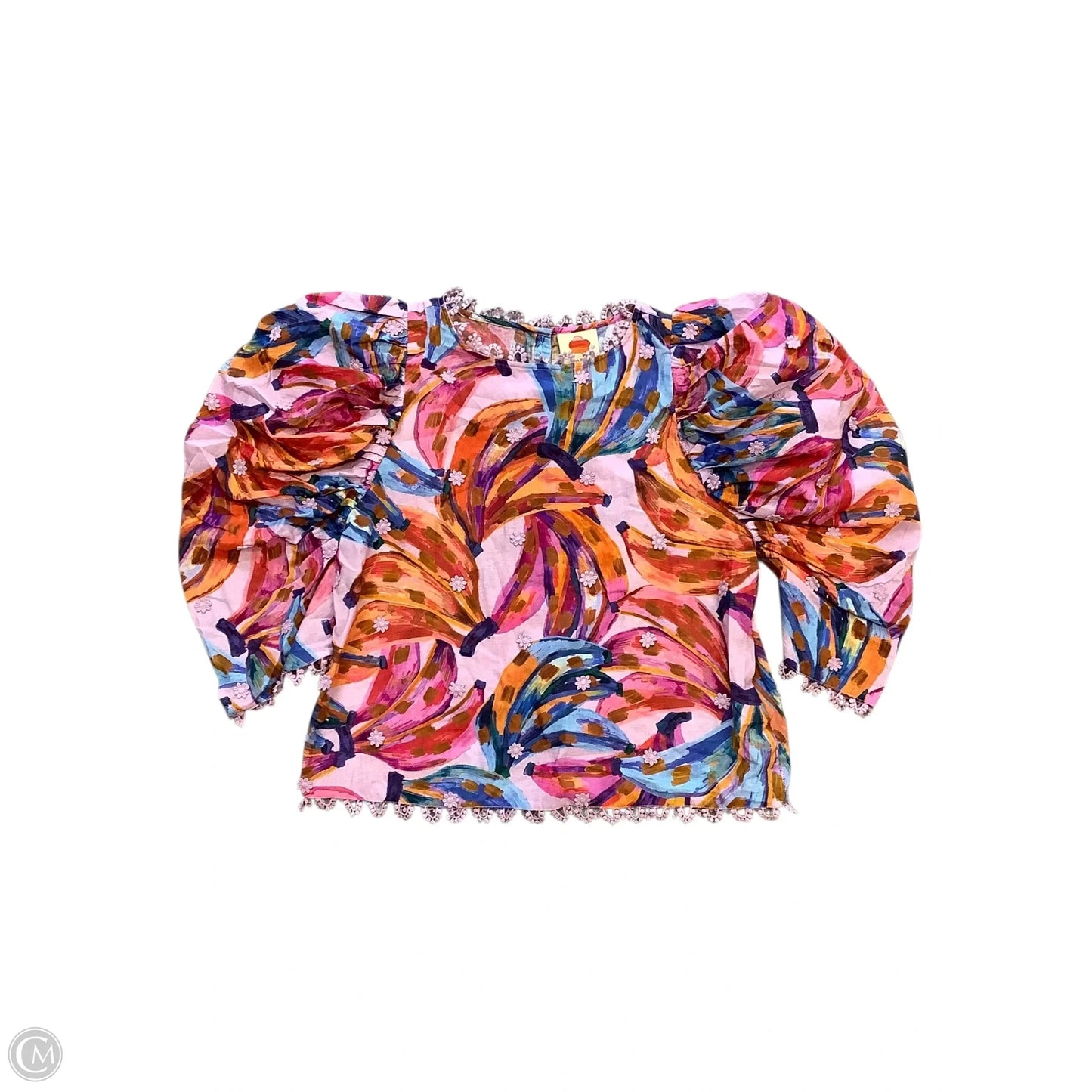 Blouse Long Sleeve By Farm Rio In Purple, Size: M