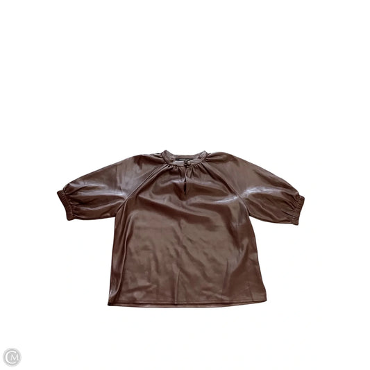 Blouse Short Sleeve By Marc New York In Brown, Size: S
