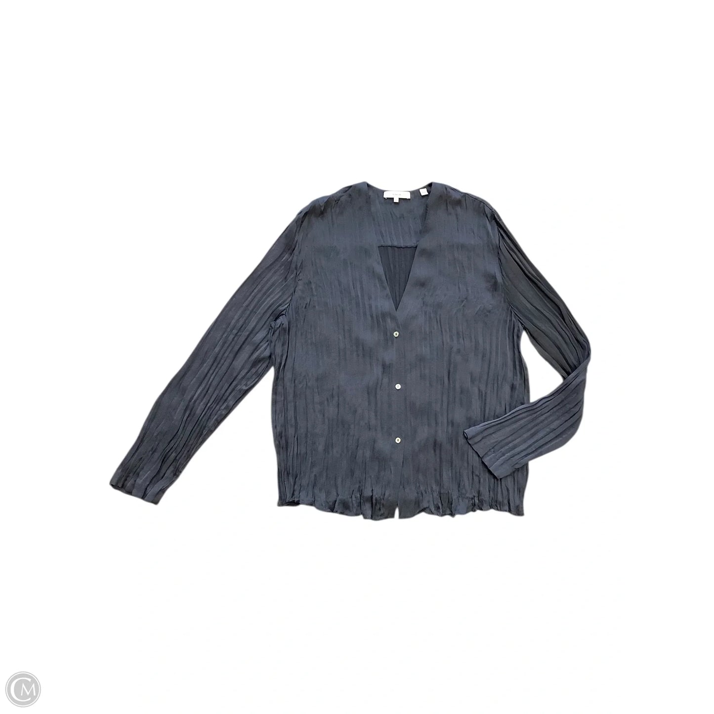 Blouse Long Sleeve By Vince In Blue, Size: Xl