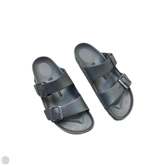 Sandals Flats By Birkenstock In Silver, Size: 9.5