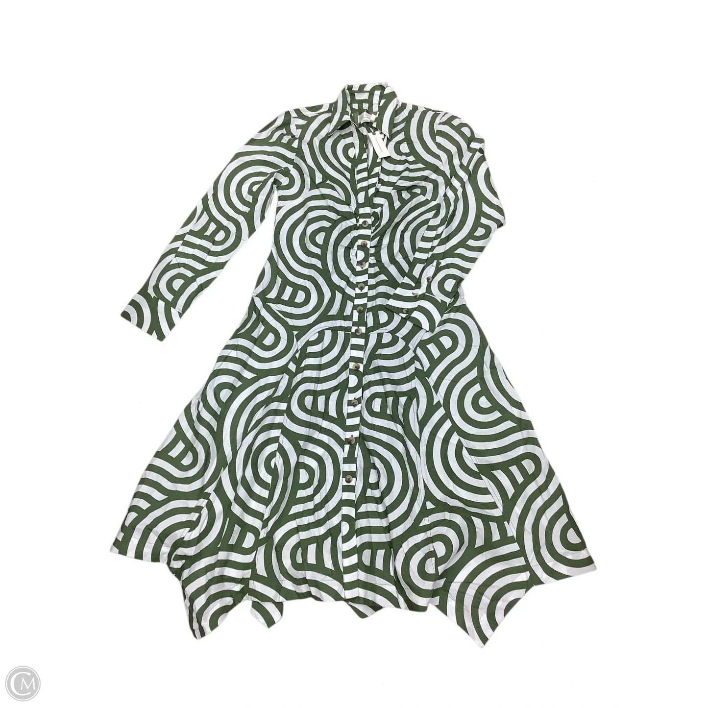 Dress Casual Maxi By Anthropologie In Green & White, Size: 12