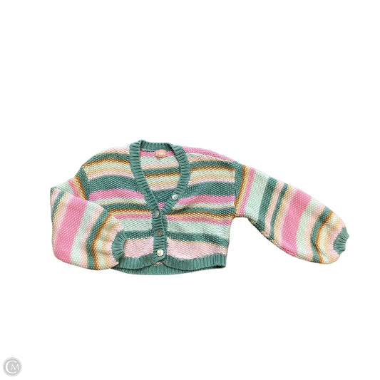 Sweater Cardigan By Mumu In Green & Pink, Size: Xs