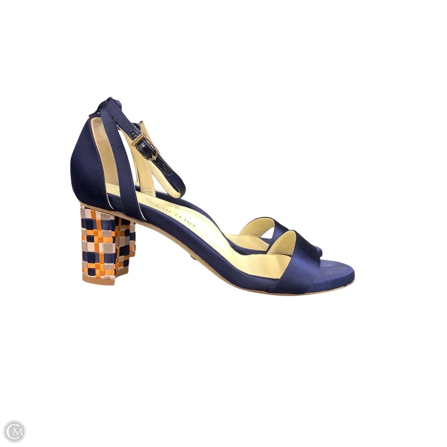 Sandals Heels Block By Cma In Blue & Orange, Size: 8(38)