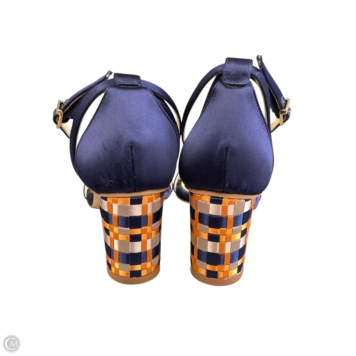Sandals Heels Block By Cma In Blue & Orange, Size: 8(38)