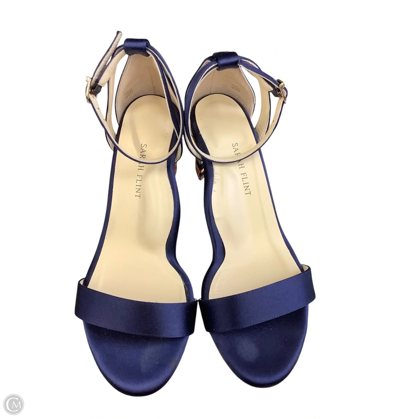 Sandals Heels Block By Cma In Blue & Orange, Size: 8(38)