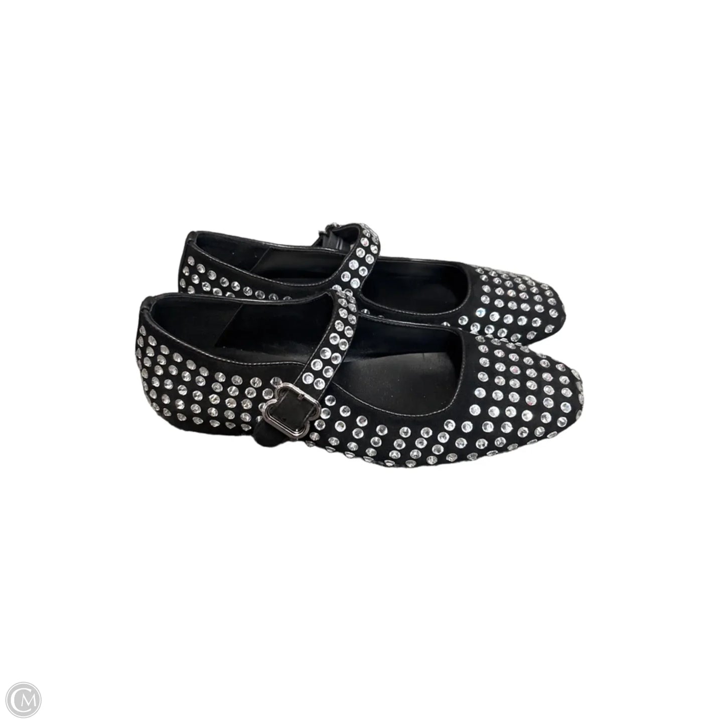 Shoes Flats By Clothes Mentor In Black & Silver, Size: 8