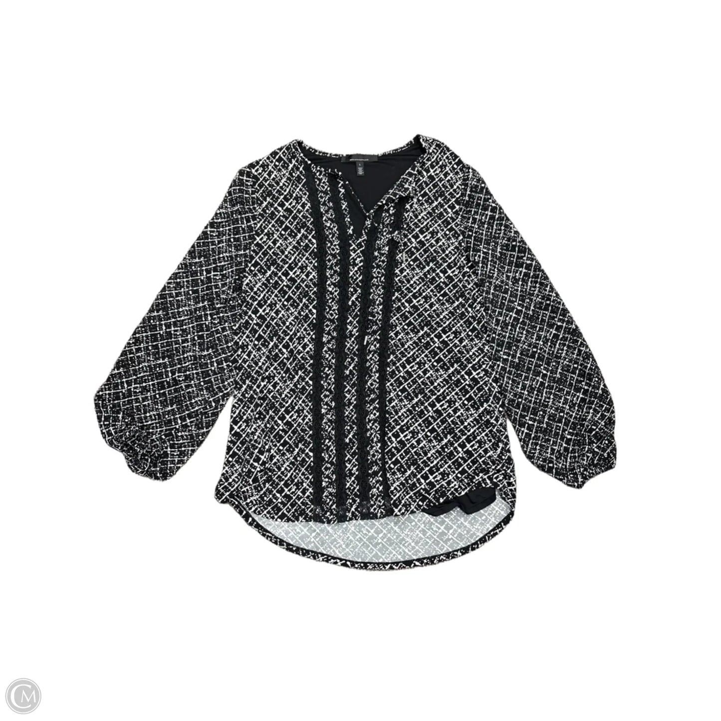 Blouse Long Sleeve By White House Black Market In Black & White, Size: L