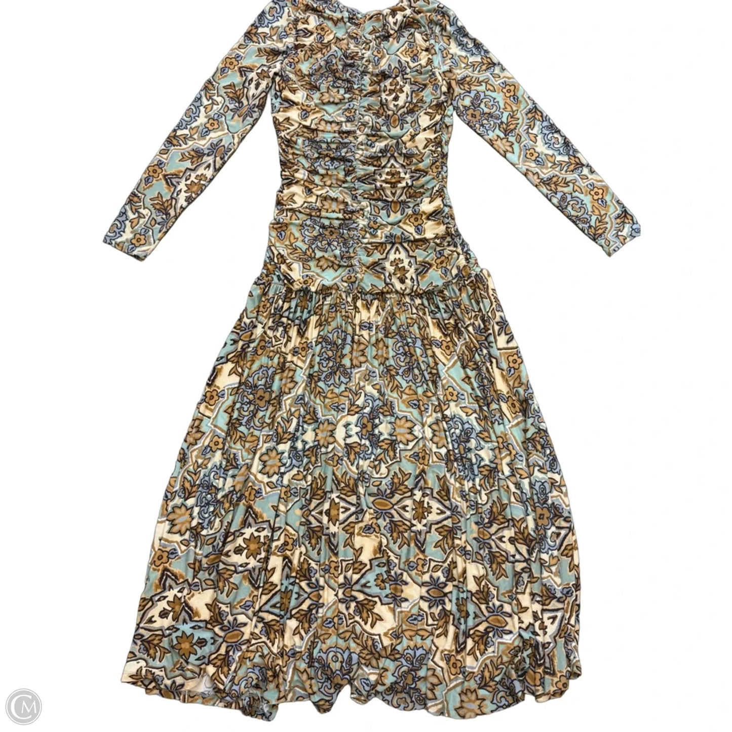 Dress Casual Maxi By Farm Rio In Blue & Cream, Size: M