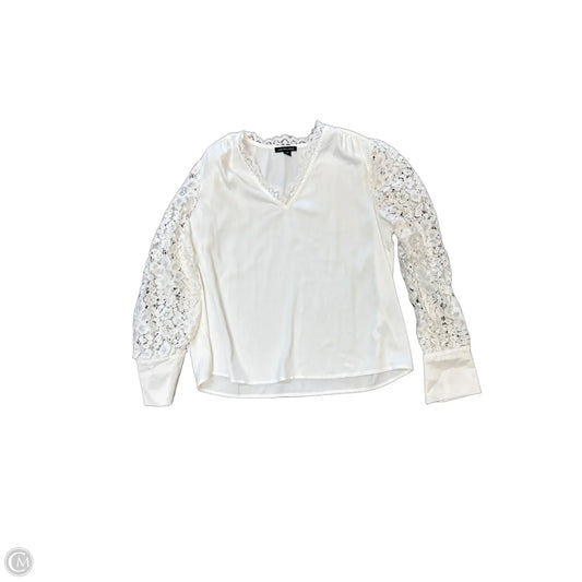 Blouse Long Sleeve By Saks Fifth Avenue In White, Size: L